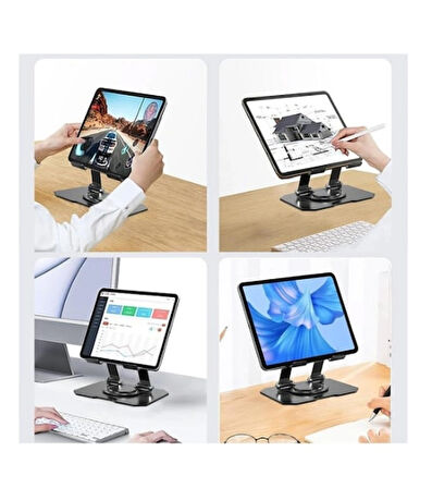 60 DERECE DÖNEBİLEN KATLANABİLİR METAL TABLET-TELEFON TUTUCU