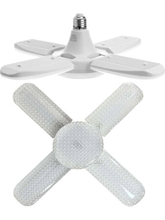 4 Kollu 4+1 Pervane Şeklinde Katlanabilir Açısı Ayarlanabilir 40 Wat Beyaz Led Ampul E-27 Duy