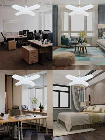 4 Kollu 4+1 Pervane Şeklinde Katlanabilir Açısı Ayarlanabilir 40 Wat Beyaz Led Ampul E-27 Duy