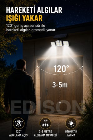 Hareket Sensörlü Solar LED Aydınlatma Uzaktan Kumandalı Güneş Enerjili Bahçe Lambası