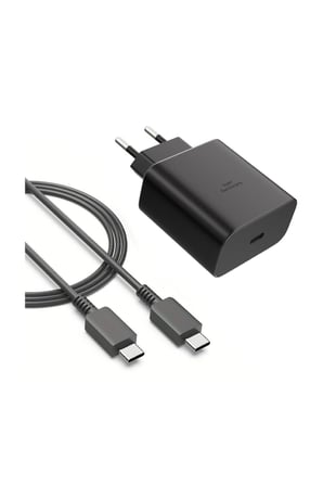Type-C 45W Hızlı Şarj Cihazı Adaptör Başlık+Kablo Takım Set Siyah