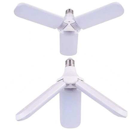 3 Kollu 3+1  Pervane Şeklinde Katlanabilir Açısı Ayarlanabilir 40 Wat Beyaz Led Ampul E-27 Duy 