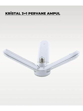 3 Kollu 3+1  Pervane Şeklinde Katlanabilir Açısı Ayarlanabilir 40 Wat Beyaz Led Ampul E-27 Duy 