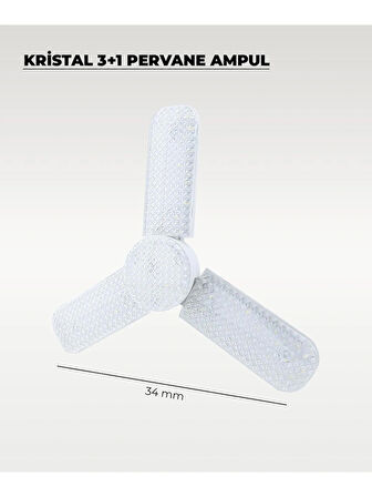  3 Kollu 3+1  Pervane Şeklinde Katlanabilir Açısı Ayarlanabilir 40 Wat Beyaz Led Ampul E-27 Duy 