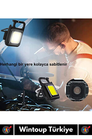 Premium USB Şarjlı 3 Mod Açacaklı El Feneri Mıknatıslı 1000 Lümen Cep Boy LED Anahtarlık