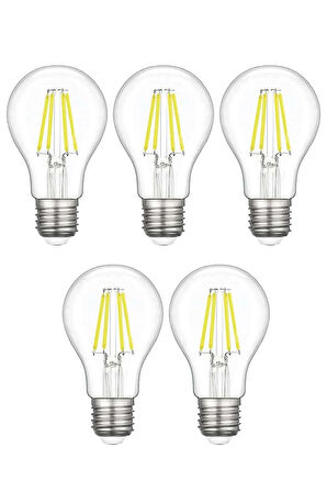 5 Adet LED Ampul 6500K E27 ( Beyaz ) ( A60 )