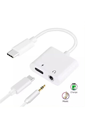 Type-c To 3.5mm Jack Kulaklık Ve Şarj Kablosu Çoğaltıcı Usb C Ses Aux Kablosu