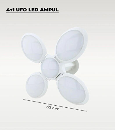  60W Basketbol UFO 4+1 Kanatlı Led Ampul 6500K Beyaz Işık