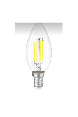 10 Adet Dekoratif Mum LED Avize Ampulü Rustik E14 6W 6500K Beyaz Işık ( İNCE DUY)