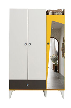 Giallo Genç Odası - 3 Kapılı Dolap, Karyola, Komodin, Masa