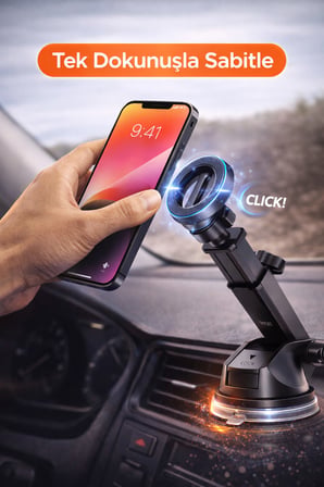 360° Ayarlanabilir Güçlü Manyetik Araç İçi Telefon Tutucu – Tek Dokunuşla Sabitleme