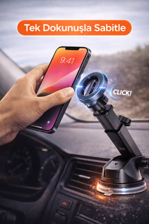 360° Ayarlanabilir Güçlü Manyetik Araç İçi Telefon Tutucu – Tek Dokunuşla Sabitleme