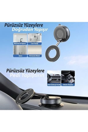 360 Dönebilen Ayarlanabilir Araç Içi Telefon Tutucu Vakumlu MagSafe