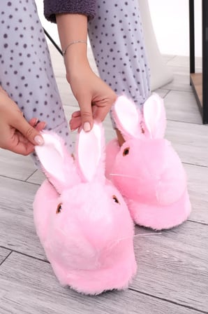 Wordex Hayvanlı H12 Tavşanlı Kışlık Panduf Ev Içi Bot Panduf