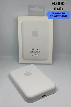 Iphone 6000 Mah Magsafe Battery Pack Powerbank Kablosuz Şarj Ios 8/x/11/12/13/14/15 Uyumlu