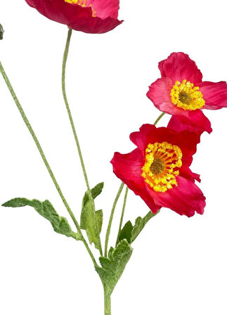 Yapay Çiçek Gelincik Çiçeği Pembe Koyu Renk 3 Çiçek 1 Tomurcuk 59Cm