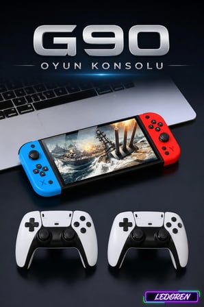 G90 Çift Kollu 7 İnç IPS Retro El Oyun Konsolu 10000+ Oyun 4000mAh
