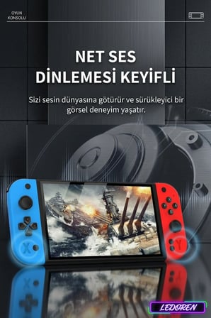 G90 Çift Kollu 7 İnç IPS Retro El Oyun Konsolu 10000+ Oyun 4000mAh