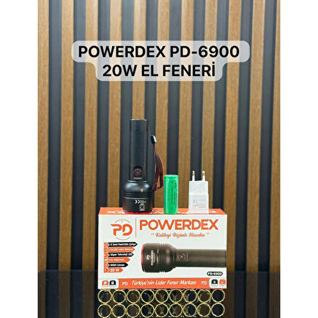 Powerdex PD-6900 Zoomlu Şarjlı El Feneri 20W 2000 Lümen