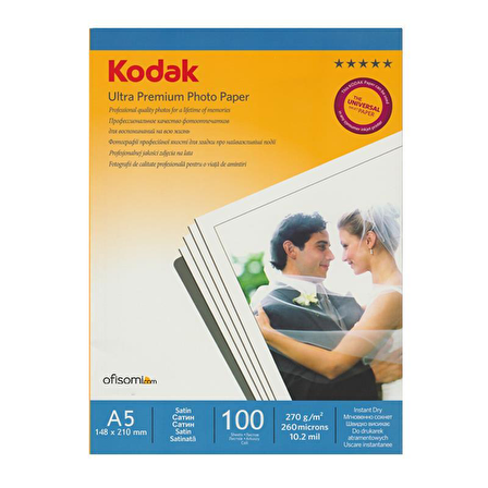 Kodak Ultra Premium Satin,Mat 15x21 270Gr/m² Fotoğraf Kağıdı 100 Yaprak