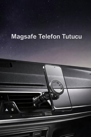 360° Dönebilen Manyetik MagSafe Araç İçi Telefon Tutucu – Ayarlanabilir Başlık, Izgara Klipsli