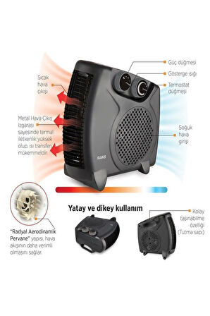 Raks PF20 Black Elektrikli Fanlı Isıtıcı - Soğutucu