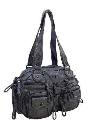 Y.S.Deri Kadın Omuz Çantası Vegan Deri Çok Cepli Çapraz Askılı Kadın Çantası 30 Cm