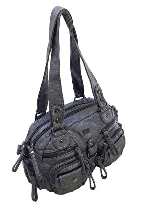 Y.S.Deri Kadın Omuz Çantası Vegan Deri Çok Cepli Çapraz Askılı Kadın Çantası 30 Cm