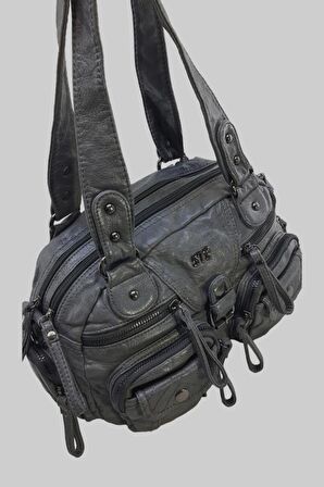 Y.S.Deri Kadın Omuz Çantası Vegan Deri Çok Cepli Çapraz Askılı Kadın Çantası 30 Cm