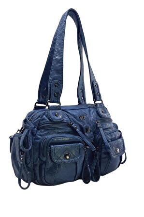 Y.S.Deri Kadın Omuz Çantası Vegan Deri Çok Cepli Çapraz Askılı Kadın Çantası 30 Cm