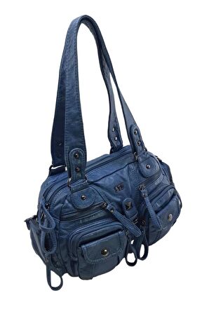 Y.S.Deri Kadın Omuz Çantası Vegan Deri Çok Cepli Çapraz Askılı Kadın Çantası 30 Cm