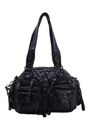 Y.S.Deri Kadın Omuz Çantası Vegan Deri Çok Cepli Çapraz Askılı Kadın Çantası 30 Cm