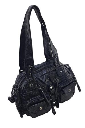 Y.S.Deri Kadın Omuz Çantası Vegan Deri Çok Cepli Çapraz Askılı Kadın Çantası 30 Cm