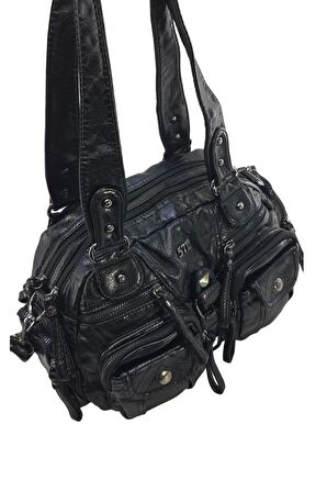 Y.S.Deri Kadın Omuz Çantası Vegan Deri Çok Cepli Çapraz Askılı Kadın Çantası 30 Cm