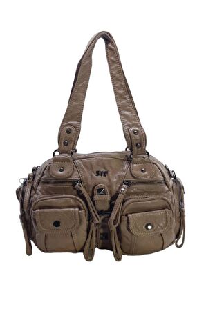 Y.S.Deri Kadın Omuz Çantası Vegan Deri Çok Cepli Çapraz Askılı Kadın Çantası 30 Cm