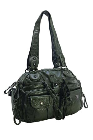 Y.S.Deri Kadın Omuz Çantası Vegan Deri Çok Cepli Çapraz Askılı Kadın Çantası 30 Cm