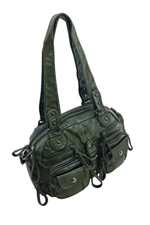 Y.S.Deri Kadın Omuz Çantası Vegan Deri Çok Cepli Çapraz Askılı Kadın Çantası 30 Cm