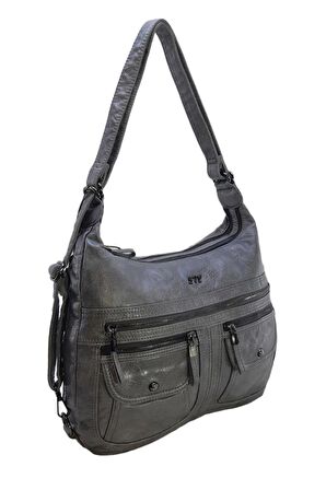 Vegan Deri Kadın Omuz Çantası Sırt Çantası Fonksiyonel Kullanım 30 Cm Genişlik