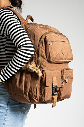 571 Collection Klinkır Sırt Çantası Çok Cepli 45*30 Cm Büyük Boy Lise Üniversite Çantası