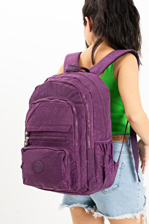 Unisex Sırt Çantası Hafif Yağmur Geçirmez Klinkır Kumaş Laptop Bölmeli Seyahat Çantası 43*30 Cm