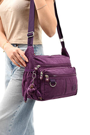 Klinkır Kadın Postacı Çanta Çok Cepli Çapraz Askılı Yağmura Dayanıklı Hafif Kumaş 30*23 Cm Omuz Çantası