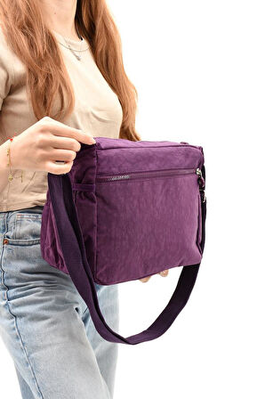 Klinkır Kadın Postacı Çanta Çok Cepli Çapraz Askılı Yağmura Dayanıklı Hafif Kumaş 30*23 Cm Omuz Çantası