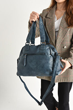 Y.S.Deri Kadın Omuz Çantası Çok Cepli Çapraz Askılı Kadın Postacı Çantası 20*30 Cm Vegan Deri 