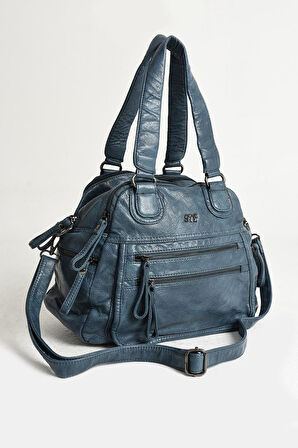 Y.S.Deri Kadın Omuz Çantası Çok Cepli Çapraz Askılı Kadın Postacı Çantası 20*30 Cm Vegan Deri 