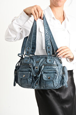 Y.S.Deri Kadın Omuz Çantası Vegan Deri Çok Cepli Çapraz Askılı Kadın Çantası 30*20 Cm 