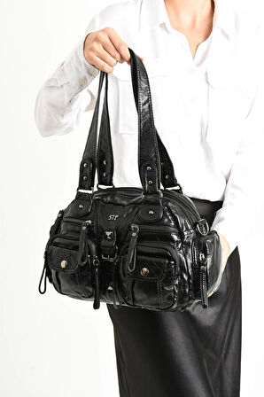 Y.S.Deri Kadın Omuz Çantası Vegan Deri Çok Cepli Çapraz Askılı Kadın Çantası 30*20 Cm 