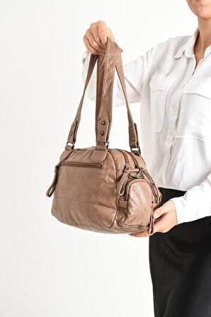 Y.S.Deri Kadın Omuz Çantası Vegan Deri Çok Cepli Çapraz Askılı Kadın Çantası 30*20 Cm 