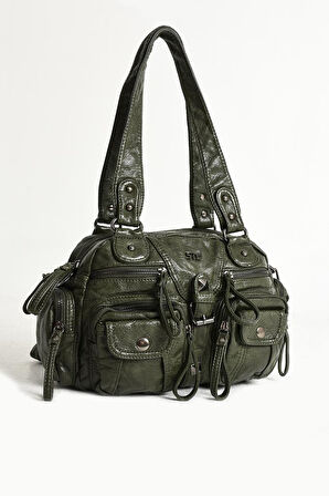 Y.S.Deri Kadın Omuz Çantası Vegan Deri Çok Cepli Çapraz Askılı Kadın Çantası 30*20 Cm 