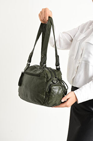 Y.S.Deri Kadın Omuz Çantası Vegan Deri Çok Cepli Çapraz Askılı Kadın Çantası 30*20 Cm 