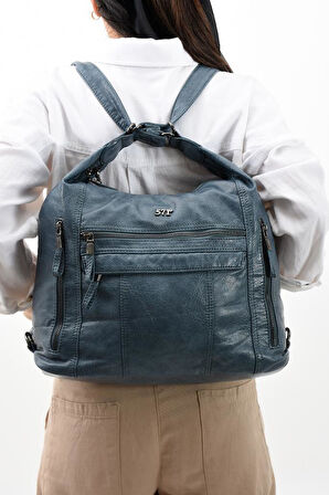 Y.S.Deri Deri Kadın Omuz Postacı Çantası Sırt Çantası Fonksiyonel Kullanım 23*30 Cm Vegan Suni Deri